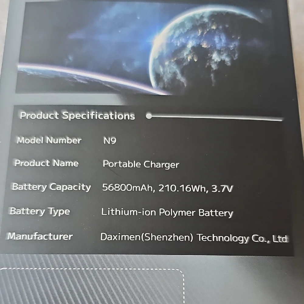 New N9 Portable Charger Power Bank 56800mAh Fast Large Capacity Travel Camping